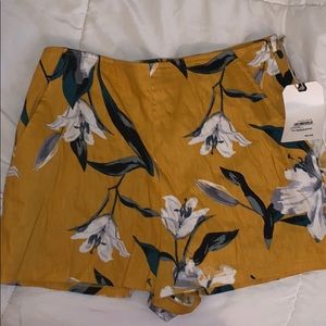Canary yellow floral shorts